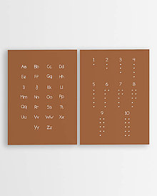 Grafika - Náučné plagáty čísla a abeceda - dvojica plagátov v tehlovej farbe - 16405061_