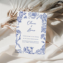 Papiernictvo - Modré kvetinové svadobné oznámenie Olívia - 16405243_