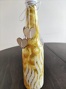 Dekorácie - Fľaša ako váza  na dekoráciu (Žltá) - 16405295_