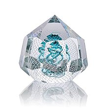 Dekorácie - Diamant "Cold bubbles" - brúsený sklenený objekt - 16405554_