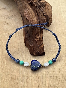 Náramky - Srdiečkový náramok lapis lazuli - 16407248_
