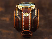 Náramky - Vintage hnedo čierne kožené hodinky,remienok z pravej kože II - 16408066_