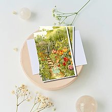Papier - Pohľadnica s posolstvom "rozkvitnutá záhrada" - 16408237_