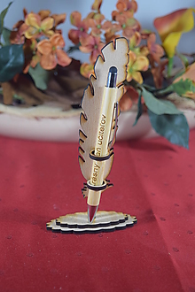 Dekorácie - Gravírované pero so stojančekom darček učiteľom  4 - 16406882_