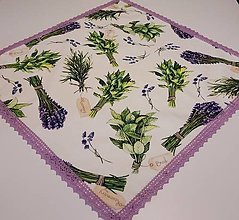 Úžitkový textil - Obrusy,,levanduľa a bylinky" (50×50cm s čipkou) - 16411250_