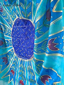 Šatky - Hedvábný šátek Slunce s tulipány - 16410715_