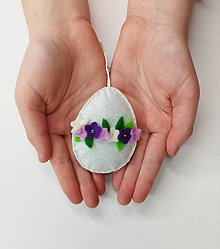 Dekorácie - Veľkonočné vajíčko s kvetinkami (biele) - 16410418_