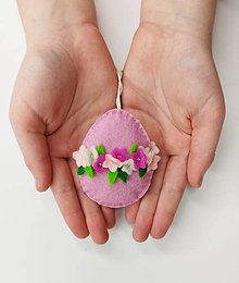 Dekorácie - Veľkonočné vajíčko s kvetinkami (ružové) - 16410428_