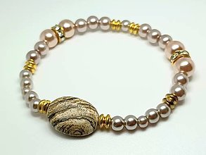 Náramky - Náramok obrázkový jaspis s perličkami - 16410775_
