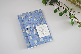 Papiernictvo - Zápisník do vrecka ("Kvety v modrom" - 10 listov maslovej farby, bez linajok) - 16410051_