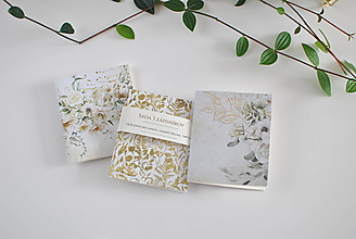 Papiernictvo - Sada mini zápisníkov ("Zlaté kvety" - sada 3 zápisníkov, papier maslovej farby) - 16410127_