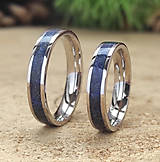 Prstene - Snubné oceľové prstene s lapis lazuli - 16412012_