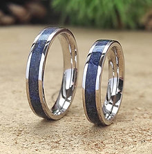 Prstene - Snubné oceľové prstene s lapis lazuli - 16412012_