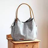 Veľké tašky - Kožená "HOBO" kabelka *smoky gray* - 16410784_
