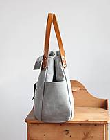 Veľké tašky - Kožená "HOBO" kabelka *smoky gray* - 16410785_