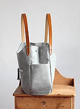 Veľké tašky - Kožená "HOBO" kabelka *smoky gray* - 16410786_