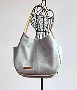 Veľké tašky - Kožená "HOBO" kabelka *smoky gray* - 16410791_