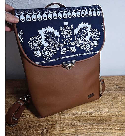 Batohy - Ruksak folk hnedý - slovenský ľudový vzor - 16409698_