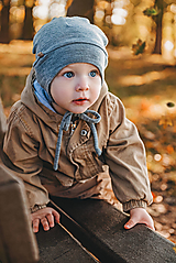 Detské čiapky - 100% merino čiapka tenučká na uväzovanie sivá svetlá - 16411171_
