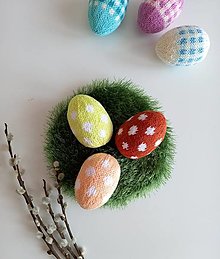 Dekorácie - Pletené vajíčka dekor guľky - 16410316_