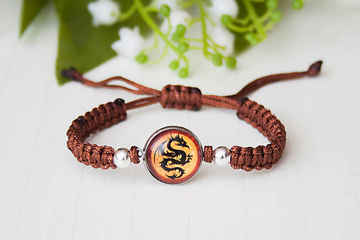 Náramky - Šnúrkový náramok - Drak hnedý - 16409241_