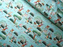Textil - Bavlnená látka Rodinka zajacov na záhrade - 16413252_