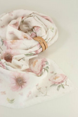 Šatky - Dámska exkluzívna šatka zo 100% ľanu s romantickými kvetmi "Linen peony" - 16413984_