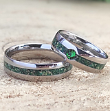 Prstene - Snubné oceľové prstene s malachitom a jadeitom - 16412160_