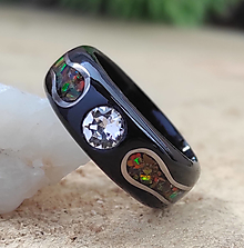 Prstene - Luxusný prsteň s opálom, striebrom a swarovski - 16412156_