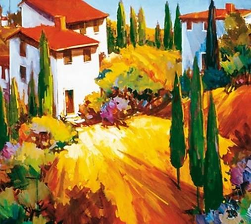 Papier - Servítka Maľba dediny 4ks (S363) - 16414729_