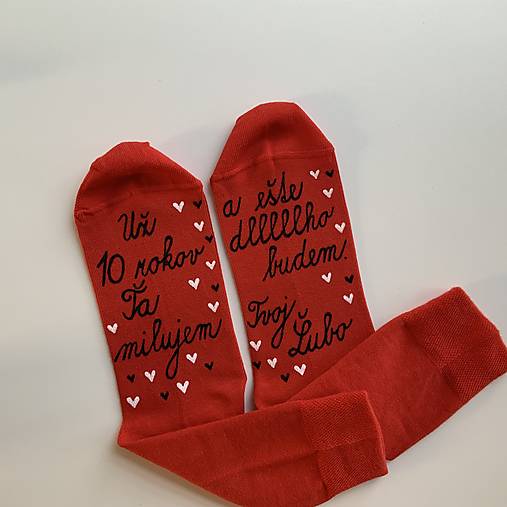 Maľované ponožky k výročiu SVADBY červené