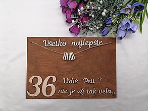 Tabuľky - Tabuľka k narodeninám hnedá teak - 16414049_