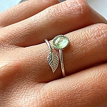 Prstene - Leaf Natural Green Kyanite Ring Ag925 / Strieborný prsteň so zeleným kyanitom - 16417208_