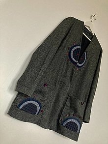 Bundy a kabáty - Kabát šedý tvídový recy veľkosť:40 - 16416120_