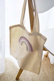 Nákupné tašky - Bavlnená taška s motívom zo špagátu (Dúha fialová) - 16415966_