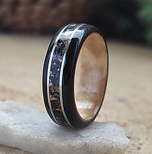 Prstene - Ebenový prsteň s regalitom a oceľou - 16415705_