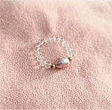 Prstene - Prsteň*ružová riečna perla*křišťál - 16415745_