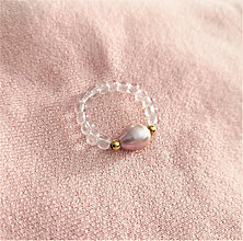 Prstene - Prsteň*ružová riečna perla*křišťál - 16415745_