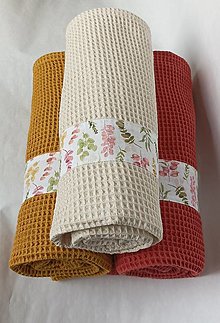 Úžitkový textil - Waflová osuška a uterák - set (Horčicová) - 16418783_