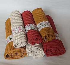 Úžitkový textil - Waflová osuška a uterák - set (Škoricová) - 16418794_