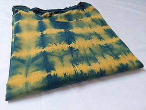 Topy, tričká, tielka - Batikované dámske tričko zeleno-žlté - 16419527_