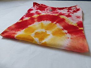 Topy, tričká, tielka - Batikované dámske tričko červeno-žlto-biele - 16420299_