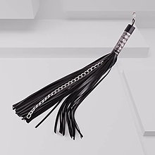 Spodná bielizeň - Kožený bič - leather whip (Čierna + strieborná) - 16419032_
