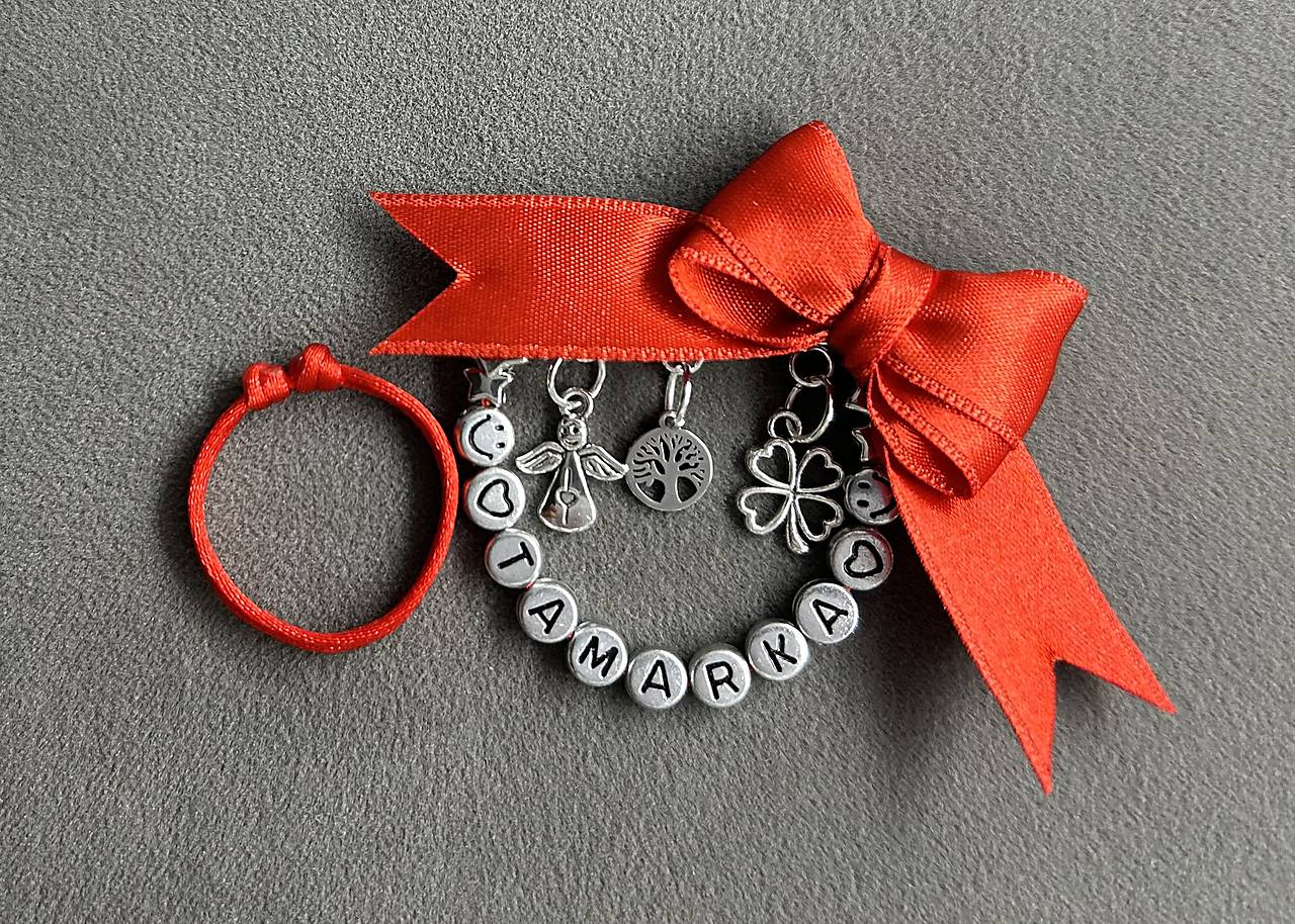 Set proti urieknutiu pre bábätko - mašlička na kočík/vajíčko + náramok