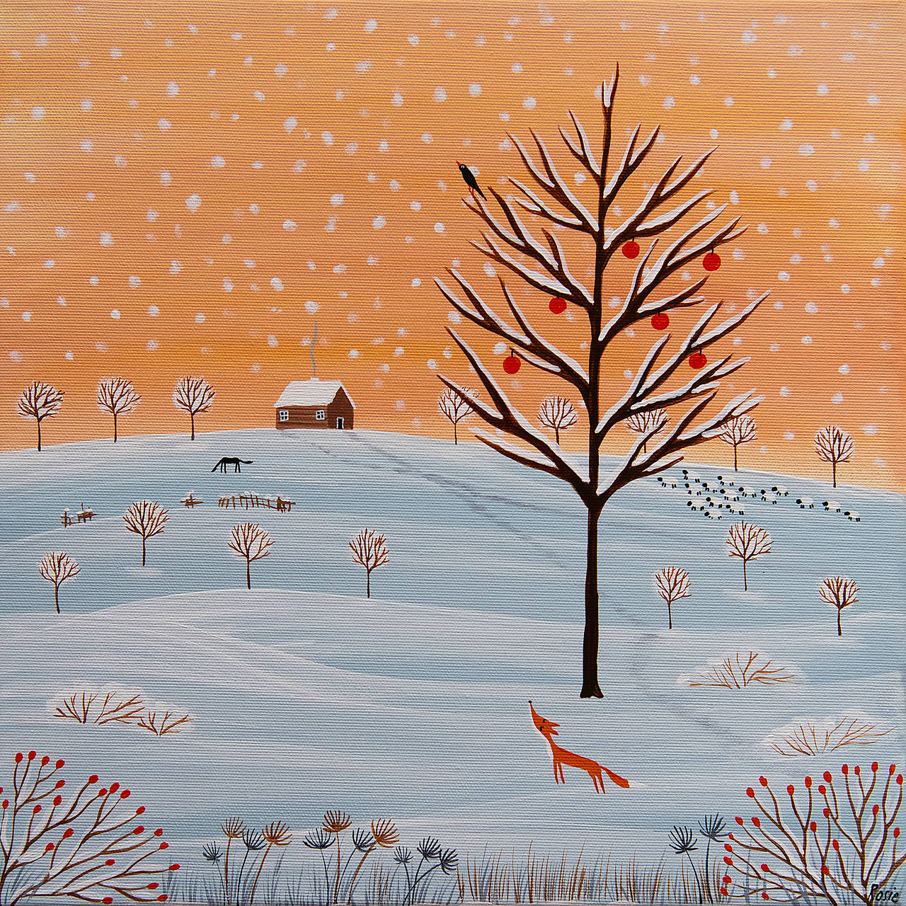 Oranžová zima, Giclée art print 30x36