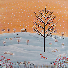Grafika - Oranžová zima, Giclée art print 30x36 - 16418606_