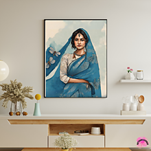 Obrazy - Krásna Indická Žena v Sári - Kreslená Umenie, Digitálne Umenie na Stenu, Digitálne Umenie pre Domové Dekorácie, Elegatná - 16420771_