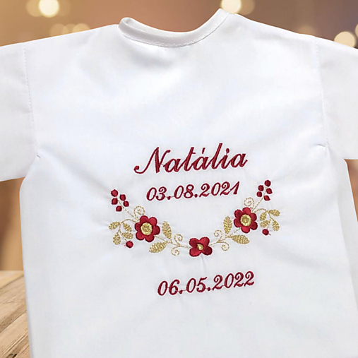 Detské oblečenie - Košieľka na krst k09 bordová so zlatou - 16419785_