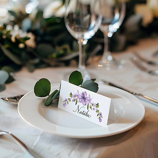 Papier - 201b. Svadobná menovka na stôl - fialová 1ks - 16422919_