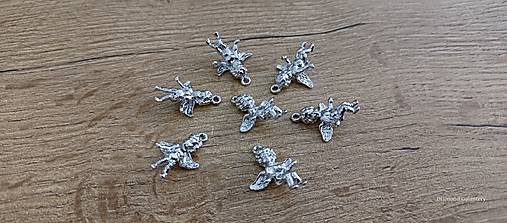 Komponenty - Prívesok Anjelik - 22 x 16 mm  (Strieborná) - 16422484_